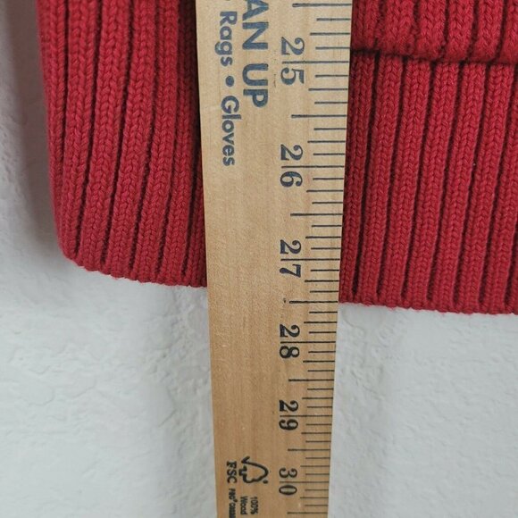 Banana Republic Medium Cardigan Sweater Red Gold Buttons Turtleneck Holidays - Picture 4 of 9
